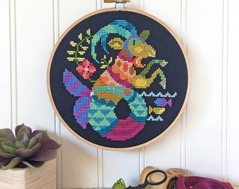 Capricorn - zodiac sign - Satsuma Street modern cross stitch pattern PDF - Instant download
