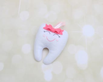Tooth Fairy Pillow Girl Tooth fairy pouch Tooth Keeper dentist gift Stuffed Tooth fairy pillow Tooth ornament Name pillow Personalized