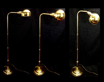 telescoping floor lamp adjustable arm swivel mid centrury modern Koch Lowy style brass finish Hollywood Regency sphere ball lamp yesteryears