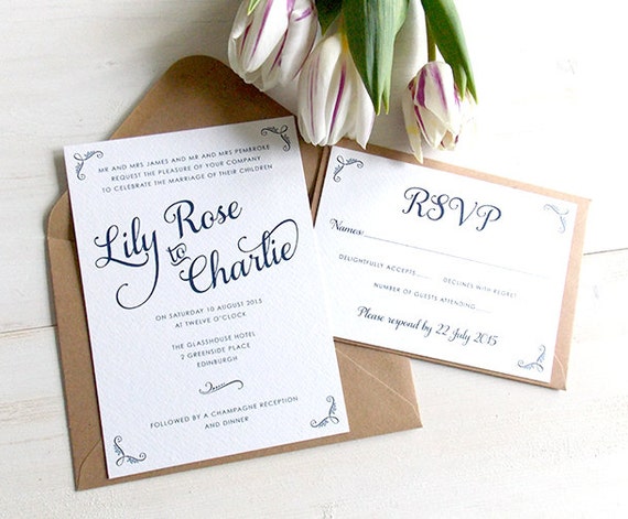 Elegant Wedding Invitation Printable by DigitalDollyDesigns