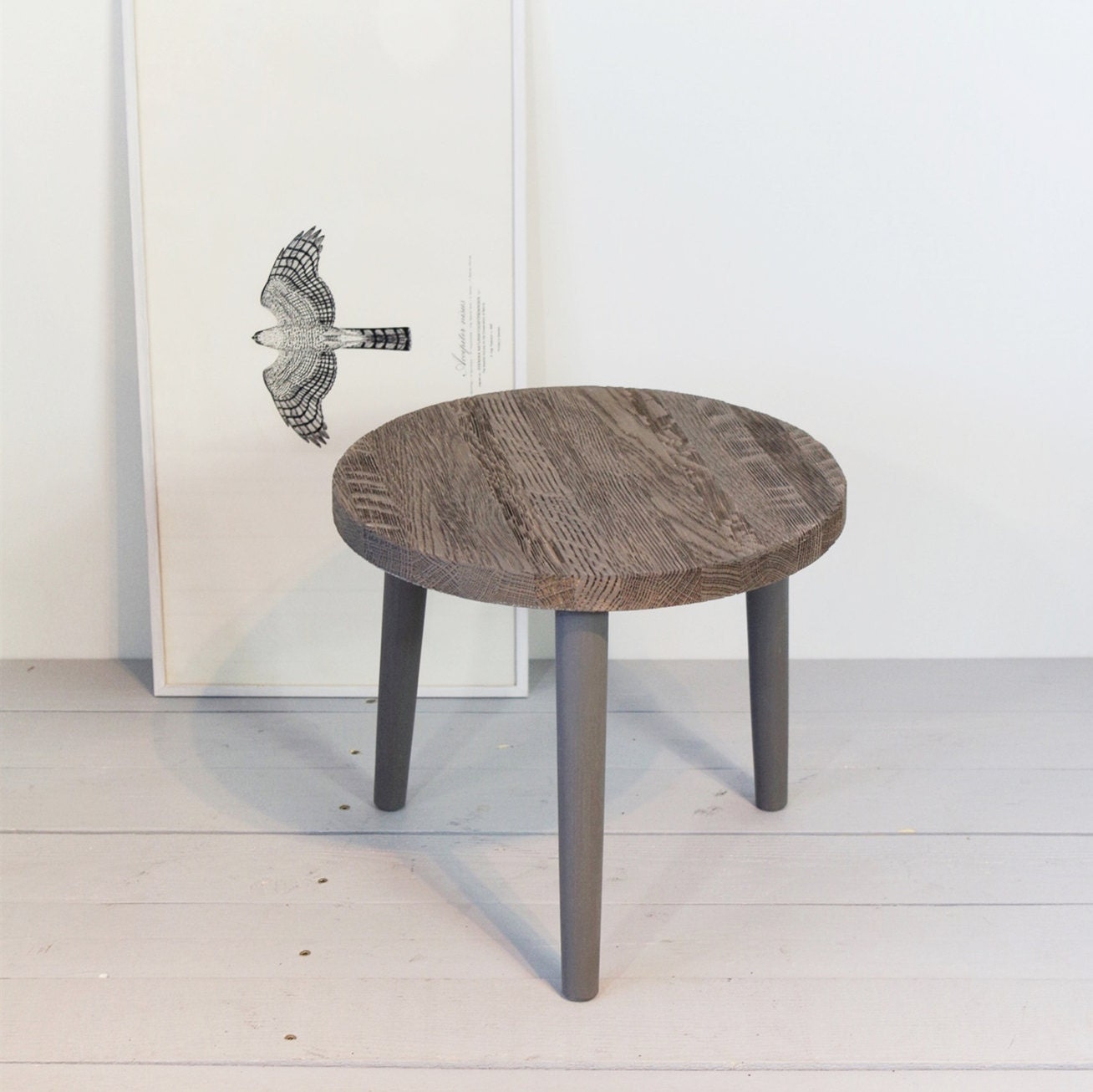 Small round table Solid oak table side table Coffee table