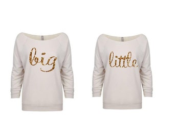 Sorority Big Little Shirts Sorority Sister Shirts Big Little 3/4 Sleeve Shirt Off The Shoulder ShirtGBig GGBig GGGBig Aunt GAunt