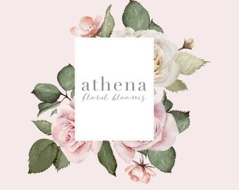 Logo design, vintage flowers, florist logo design, logo template, watercolor flowers, vintage, floristry, wedding flowers logo, LOGO 4874
