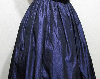 Tea Length LACE UP Black Velvet corset Jessica McClintock Dress Purple Metalic Dress Steampunk Dress