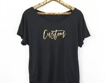 Personalized Shirts for Women Custom Shirts for Women Personalized Shirts for Girls Custom Printed Shirts (EB3202CT) Dolman Style