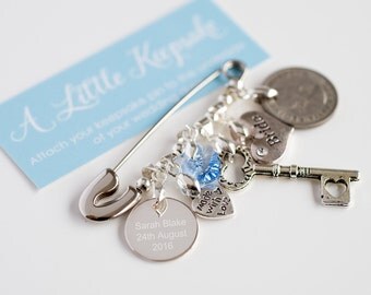 Bridal Pin, Something Old, New, Borrowed, Blue Wedding Pin, Bridal Gift, The Perfect Bride Gift, Genuine Old Sixpence,