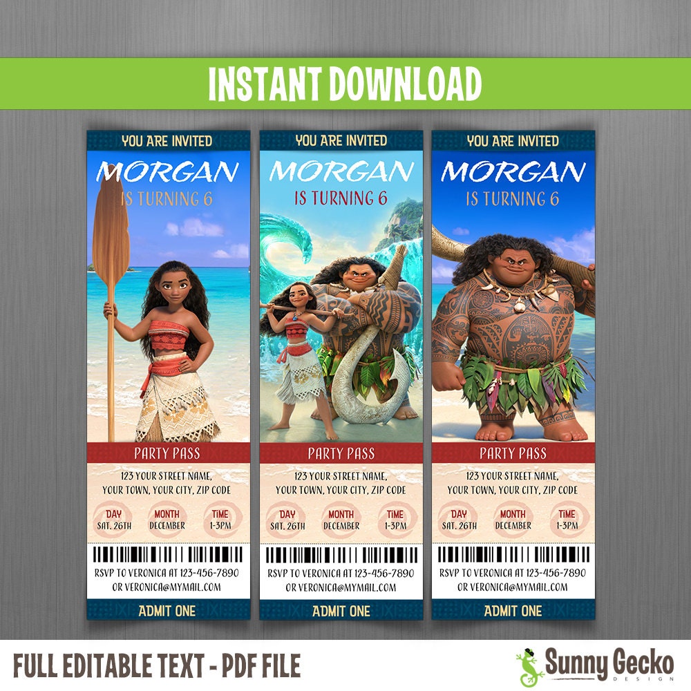 Moana Ticket Invitations 9