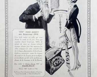Eau de Cologne 4711 poster, original art deco vintage ad, 1930 magazine ad, double sided ad, Lentheric perfume poster on the reverse page