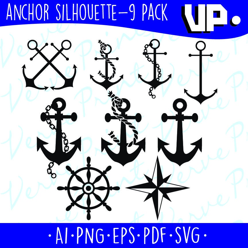 Download Anchor SVG, Ai, Eps, Pdf, Png silhouette pack, Cutting ...