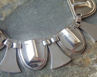 Fred Davis ~ Signed Vintage Mexican Sterling Silver Tribal Link Bracelet - c. 1930's