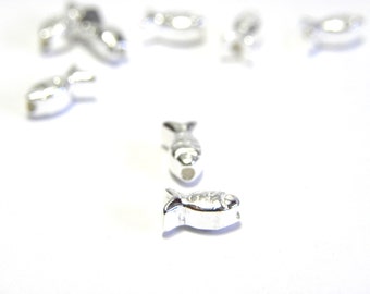 5 pc. Solid Sterling Silver Fish Beads 7 mm