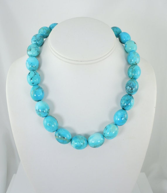 Kingman Turquoise Necklace Bead Necklace Genuine Kingman