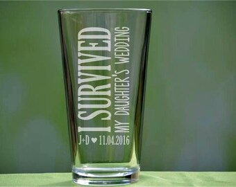Parents Wedding Gift, Gift for Parents, I Survived my Daughter's Wedding, Mom Dad Wedding Glasses, Gift for Parents Wedding, Wedding Glasses