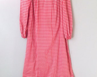Christmas Dress Women Red Gingham Maxi