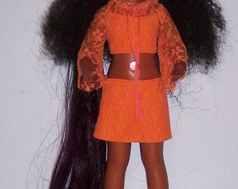 A A Black Ideal Crissy Doll Custom Reroot 18 inch