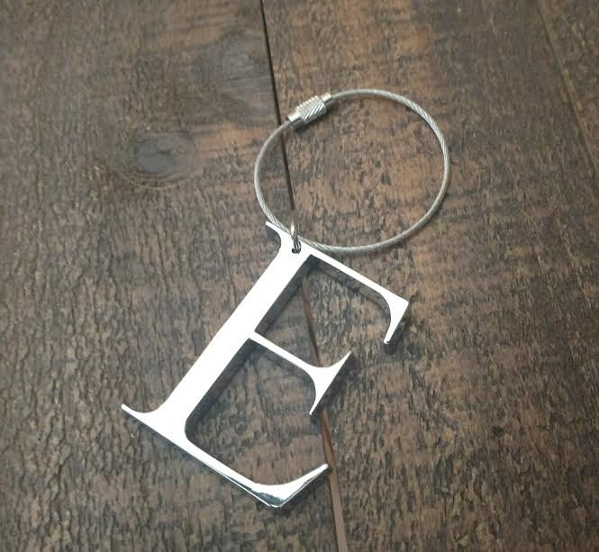 Initial Keychain Large Silver Twist Closure Ready to Ship