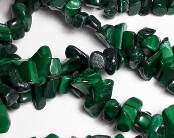 40pcs Malachite Chips - Genuine (Grade B) - Natural Malachite - Gemstone Nuggets - Green Gemstones - Malachite Nugget Beads - B68252