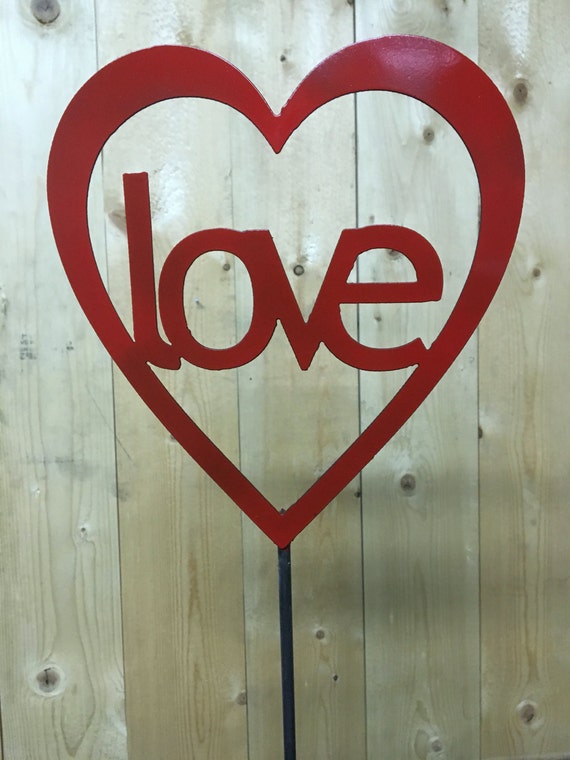 Metal LOVE Heart Yard Stake Valentine Tribute