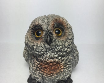 Vintage Grayish-Brown Owl Figurine - Made in Oklahoma USA