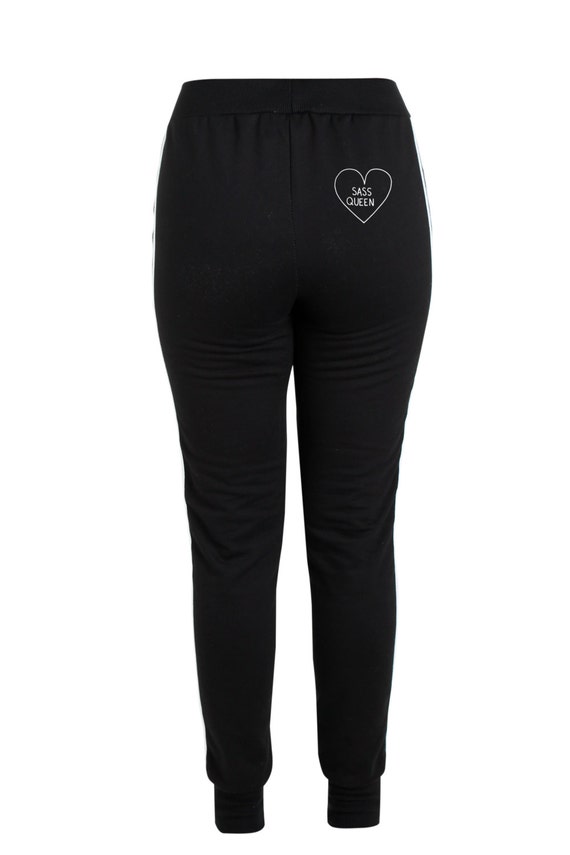 SASS QUEEN JOGGERS pants tracksuit bottoms womens black pink