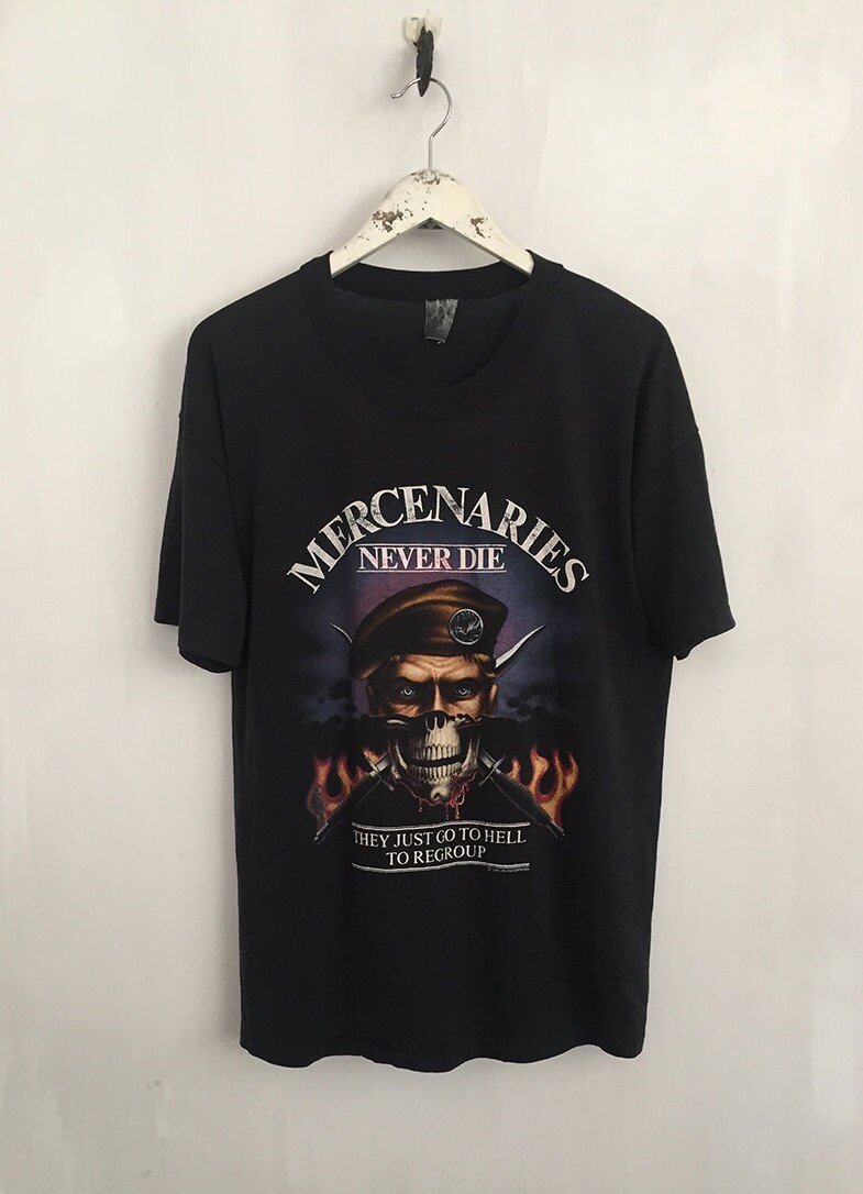 Mercenary shirt 1988 vintage t-shirt paper thin skull tshirt