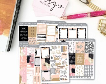Vertical Kit - Shine collection Planner Sticker Kit - 6 Sheet Sticker Kit- Hand Drawn Stickers Vertical Sticker kit - Glossy or Matte SHKV