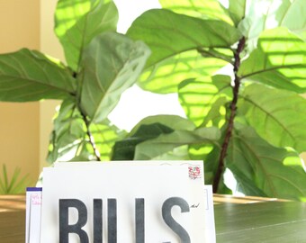 Bills Mail Holder | rustic mail organizer metal home office decor