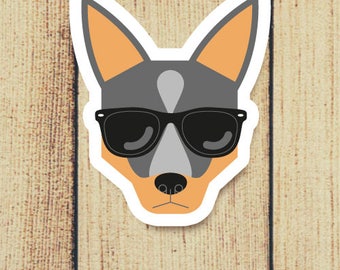 Blue Heeler Cattle Dog in Sunglasses Vinyl Decal