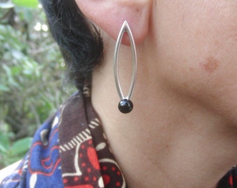 Tunnel Hoop In Onice Nero Fatto A Mano: Orecchini Pendenti In - Foto 10