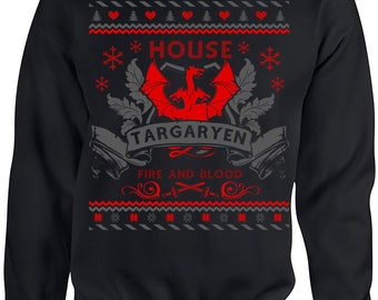 Game of Thrones. Ugly Christmas Sweater. Game of Thrones Sweatshirt. Ugly Sweater House of Targaryen. Unisex Sweatshirt