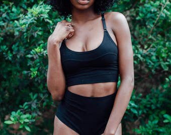 Wide band bralette - Brushed Black