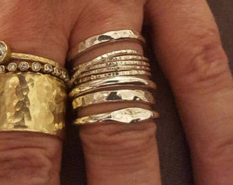 Silver Stacking Rings, Five Rings Set, Handmade Jewelry, Sterling Silver Jewelry, 1/2 Inch Wide 13mm, Statement Rings Set,