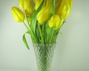 Vintage WESTMORELAND VASE Diamond Point Crystal Hobnail Clear Glass