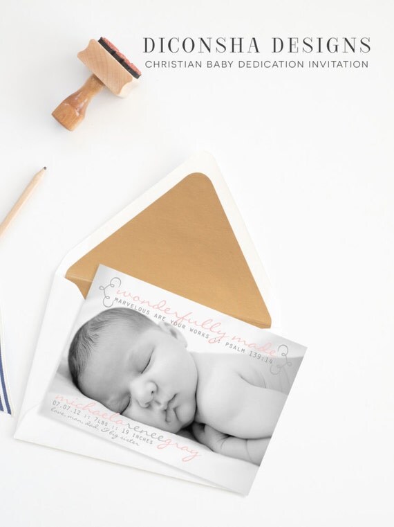 Christian Birth Announcement Wonderfully Made by BlessedDayEverCo