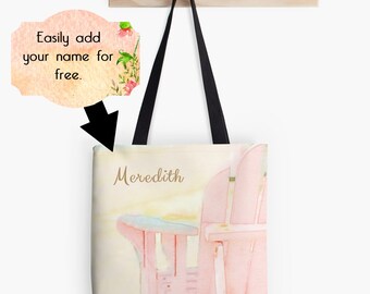 Beach Tote Bag, Customized Beach Bag, Beach Market Bag, Pink Blush Personalized Tote Bag, Custom Market Tote Bag, Artsy Tote, Gift for Her