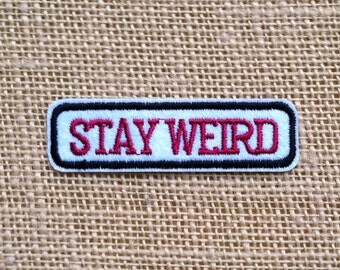 Punk Patches for Jackets Stay Weird Iron On Patch 3" Comic Rock Punk Band Geek Tumblr Retro Grunge Patches DIY Iron On Patches for Backpacks