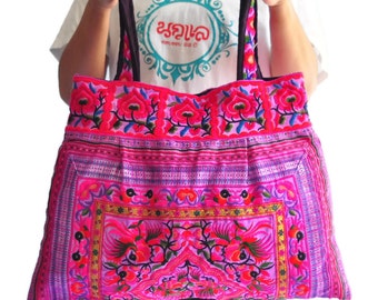 Hmong Embroidered Tote Bag Large size Hobo bag Hippie bag Bag Handbags Purse Tote bag Boho bag Shoulder bag Women bag Thai Cotton Bag