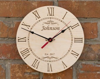 Anniversary Clock, Personalized Family Clock, wedding date clock, couples gift, anniversary gift, wedding decor, engraved clock