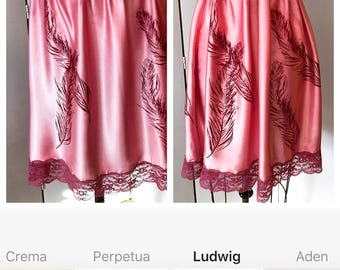 Hand dyed slip skirt, slip dress, hand printed lingerie, vintage lingerie, over dyed pink slip, fab 208 nyc, hand printed, hand dyed, slip