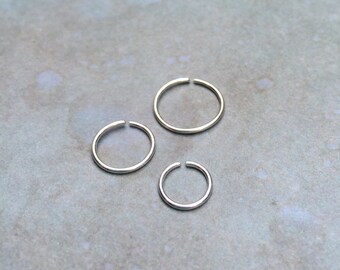 Small silver hoop earrings, Sterling silver nose ring, Hoop silver cartilage hoop, silver septum ring, 6mm 20g 22g nose hoop 8mm 10mm
