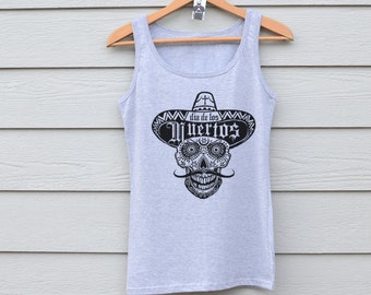 Day Of The Dead Tank Top / Sugar Skull Tank Top / Dia De Los Muertos Print / Skull Tank Top / Skull Print Sleeveless Top