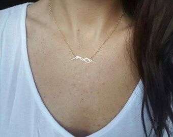Mountain necklace; mountains are calling; gold mountain or silver mountain jewelry; mountain range; outdoor necklace; mountain jewelry