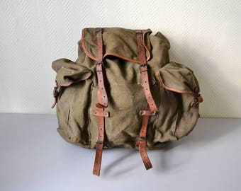 Vintage French Rucksack LAFUMA made in France / scout Backpack / french army hiking bag 50s 60s