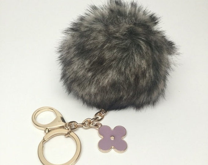 NEW! Faux Fox Fur Pom Pom bag Keyring Hot Couture Novelty keychain pom pom fake fur ball in imitated natural look