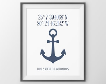 Personalized Latitude Longitude Sign Nautical Coordinates Decor Nautical Wall Decor Custom Address Sign Coordinates Print Housewarming Gift