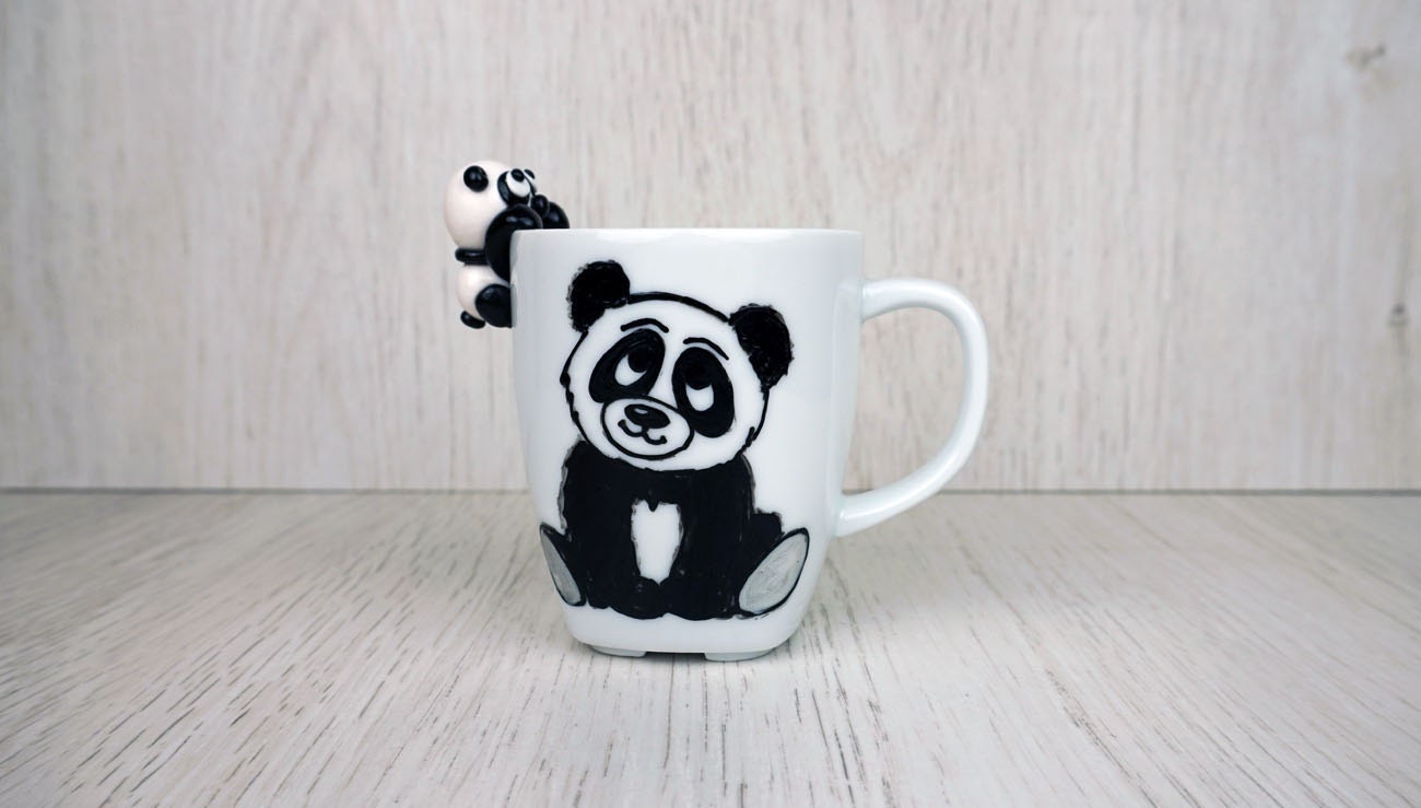 Panda Coffee Mug / Cute Animal Mug / Hand Painted Panda Mug