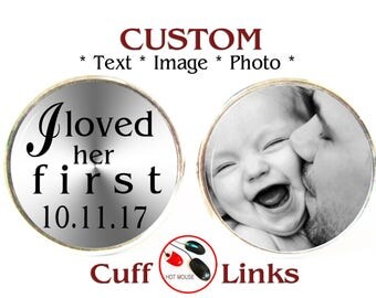 Father of the bride cufflinks,Personalized cufflinks,custom cufflinks, monogram,wedding groom groomsmen cufflinks,tags photo image cufflinks