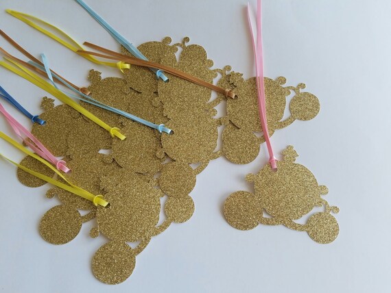 Princess Coach Glitter Tag - Set of 10 - Handmade - Princess Party - Wedding - Napkin Ring - Bookmark Il_570xn