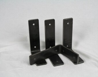 Heavy Duty Shelf Brackets, floating shelf, shelf bracket, floating shelves, iron shelf bracket, shelf support -- set of 4 raw steel 5x7"
