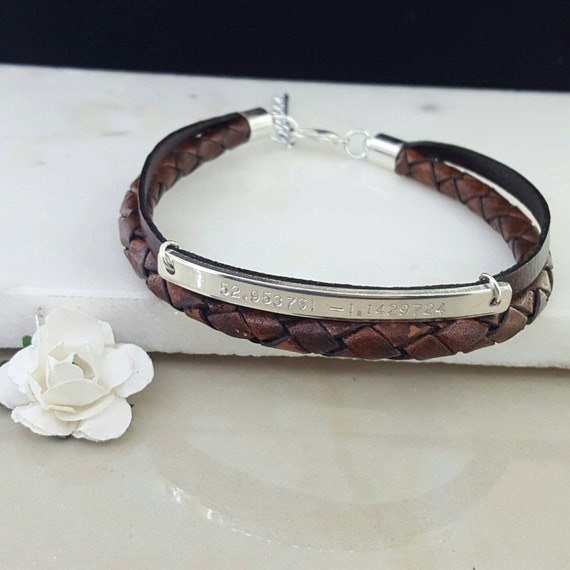 Mens Leather Bracelet Men's Sterling Silver by EleganceAndMemories